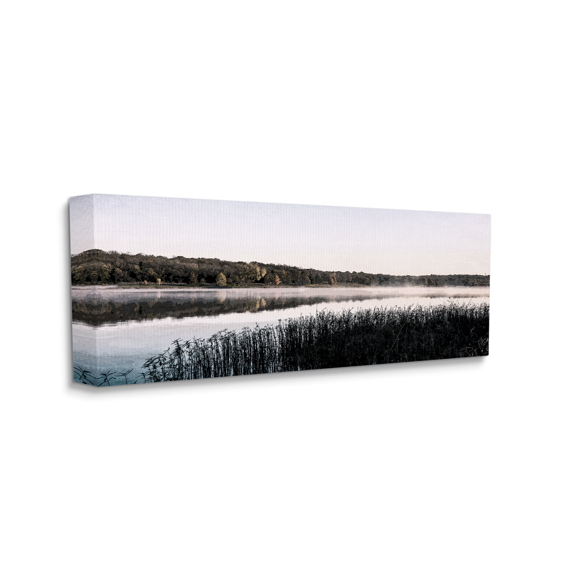 Stupell Industries Waterfront Reeds Landscape Landscape Photography Gallery Wrapped Canvas Art Print Wall Art, 48 x 20