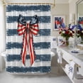 thumbnail image 4 of Independence Day Bow Shower Curtain, 72" x 84", 4th of July American Flag Star Blue Stripe Waterproof Bathroom Curtain Washable Shower Curtain Set with 12 Hooks, 4 of 9