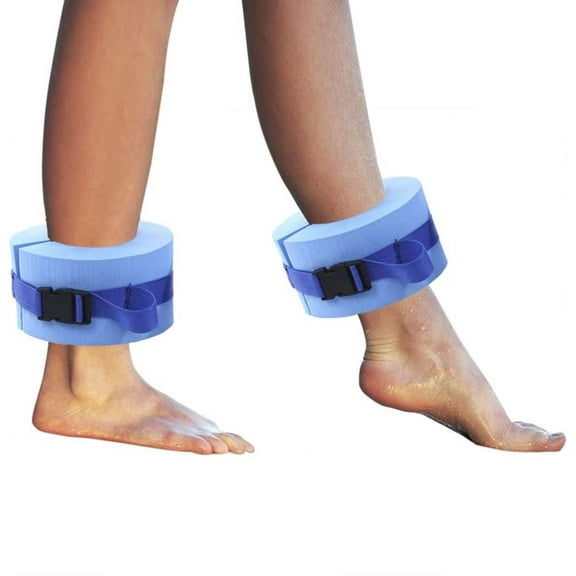 Swimming Ankle Bands, 1 pair Foam Swim Aquatic Cuffs, Water Aerobics Float Ring, Blue Ankles Arms Belts with Quick Release Buckle for Swim Fitness Training