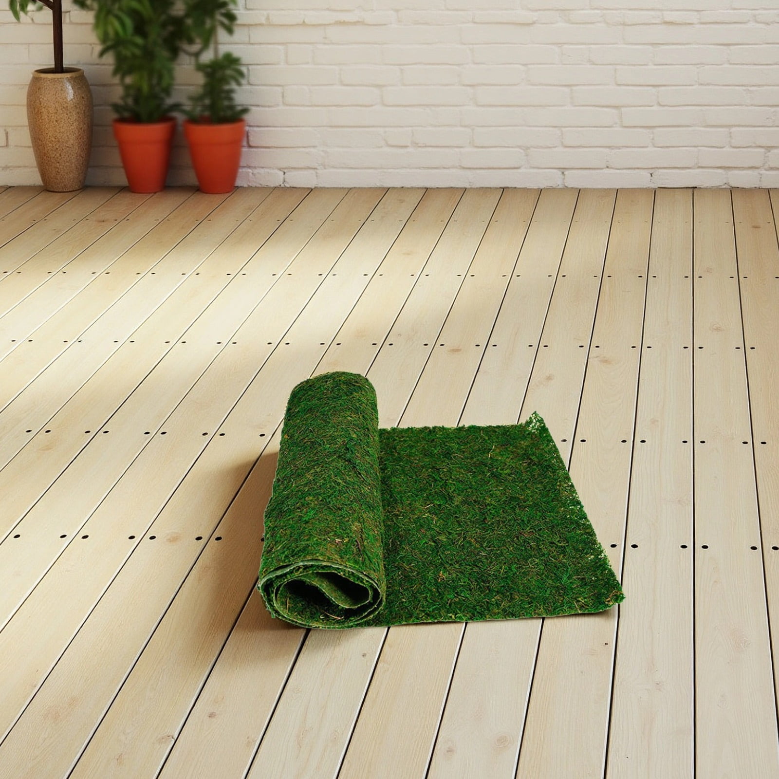 47.2 in / 120 cm Artificial Moss Roll, Green Moss Sheet for Landscaping and Decoration, Faux Moss Table Runner for Wedding Party and Home Decor, Easy to Install, Lush Moss for Realistic Look