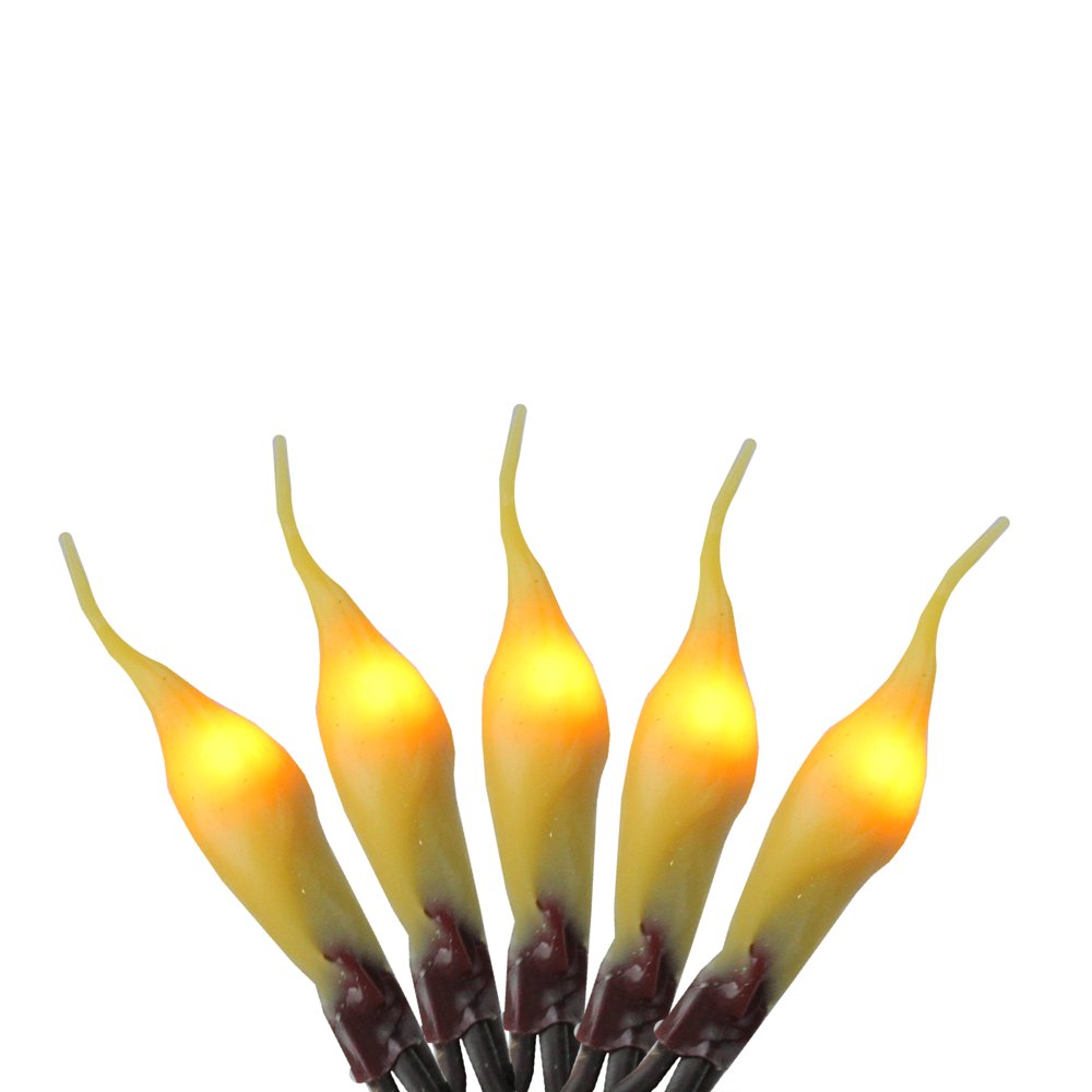 Darice 100ct Micro Silicone Flame Bulb String Lights Amber 18.7' Brown Wire