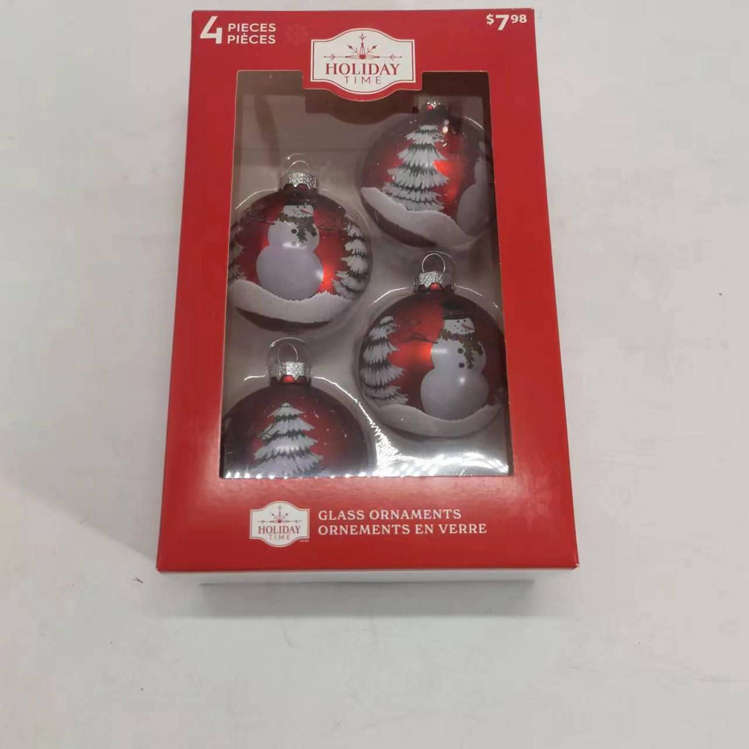 Holiday Time 65mmx 4CT Snowman Glass Ornament