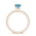 thumbnail image 3 of 1.94 CT Aquamarine Moissanite Ring Side Stone Engagement Ring in Sterling Silver/ Rose Gold Plated Emerald Cut March Birthstone Wedding Ring, Birthday, Anniversary Jewelry, Ring Size 5, 3 of 4