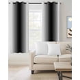 thumbnail image 2 of White Black Blackout Curtains, Light Blocking Print Window Curtains, Modern Gradient Vertical Stripes Geometric Thermal Insulated Window Drapes for Living Room Kitchen Cafe 2 Panels, 104"W x 52"L, 2 of 9