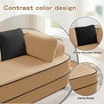 thumbnail image 6 of Holaki 77.2" Boneless Modular Sectional Sofa Couch, 32D High-Resilience 2-Seater Couch with Throw Pillows, Teddy Fleece Fabric Convertible Sofa Couch with R-Shaped Chaise for Living Room, Camel, 6 of 13