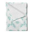 thumbnail image 2 of Turquoise Soft Flannel Fleece Throw Blanket, Swirling Flowers Branches Fresh Botanical Curvy Ornamental Lines Springtime Art, Cozy Plush for Indoor and Outdoor Use, 50" x 70", Turquoise, by Ambesonne, 2 of 5