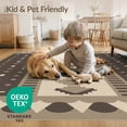 thumbnail image 4 of ODIKA 9'x12' Brown Beige Geometric Modern Border Washable Area Rug Contemporary Pattern with Shapes Non-Shedding, Easy Care for Master Suite, California King, Under Bed, 4 of 7