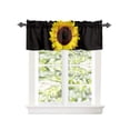 thumbnail image 2 of Kitchen Cafe Valance Curtain for Small Windows,Farmhouse Blossom Sunflower Close-up Rod Pocket Valances Floral Meditation on Black Window Treatment Panel for Living Room/Bedroom/Bathroom,42x12in, 2 of 9