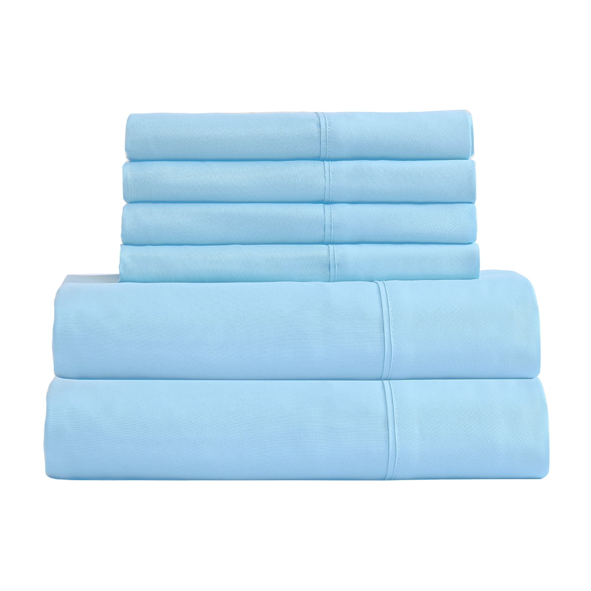 JML Bedding Full Bed Sheets Set - 6 Piece Bedding - Brushed Microfiber 100% Polyester - Shrinkage and Fade Resistant - Easy Care (Full, Light Blue)
