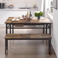 thumbnail image 2 of 3-Piece 43 Inch Farmhouse Dining Table Set for 4-6, 3-Piece Kitchen Table with 2 Benches, Space-Saving Dining Room Table Set for Home Kitchen, Restaurant, 2 of 8