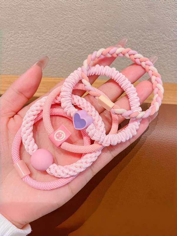 5PCS/ set of girls' Macaron color hair band suitable for bun head ponytail colored rubber band girls hair tie