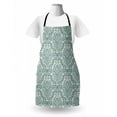 thumbnail image 3 of Damask Apron, Botanical Theme of Ivy Like Leaves Intricate Romantic Era Pattern, Unisex Kitchen Bib with Adjustable Neck for Cooking Gardening, Adult Size, Eggshell Pale Teal, by Ambesonne, 3 of 4