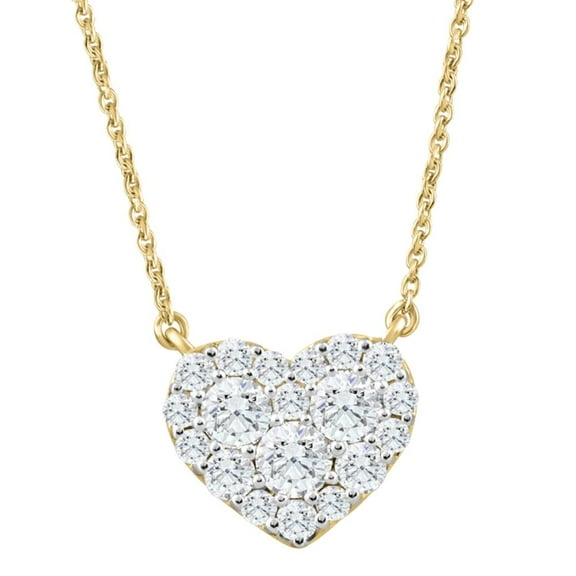 Pompeii 1Ct T.W. Heart Diamond Pendant 10k Yellow Gold Lab Grown 18" Necklace (G,VS1)