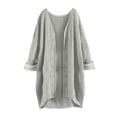 thumbnail image 5 of Lutiedan Long Sleeve Cardigans for Women Cotton Button Down High Low Cardigan Fall Casual Baggy Solid Cardigan,Gray,L, 5 of 6
