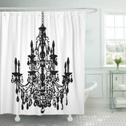 CYNLON Photography Pixdezines DIY Black Chandelier Wall Crystal Bathroom Decor Bath Shower Curtain 66x72 inch