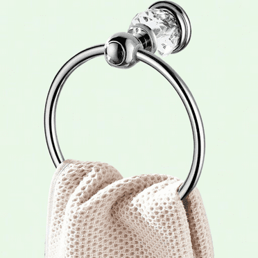Wall Mounted Chrome Towel Ring, Crystal Bath Hand Towel Holder, Elegant Silver Towel Rack