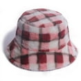 thumbnail image 2 of Diufon Women's Winter Warm Bucket Hat Plush Thickened Warm Plaid Hats Fleece Lined Outdoor Windproof Cap, 2 of 4