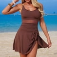 thumbnail image 6 of Junur One Piece Swim Dress Swimsuits for Women Tummy Control Swimdress Skirt Bathing Suit Sleeveless Solid Round Neck S-XXL, 6 of 7