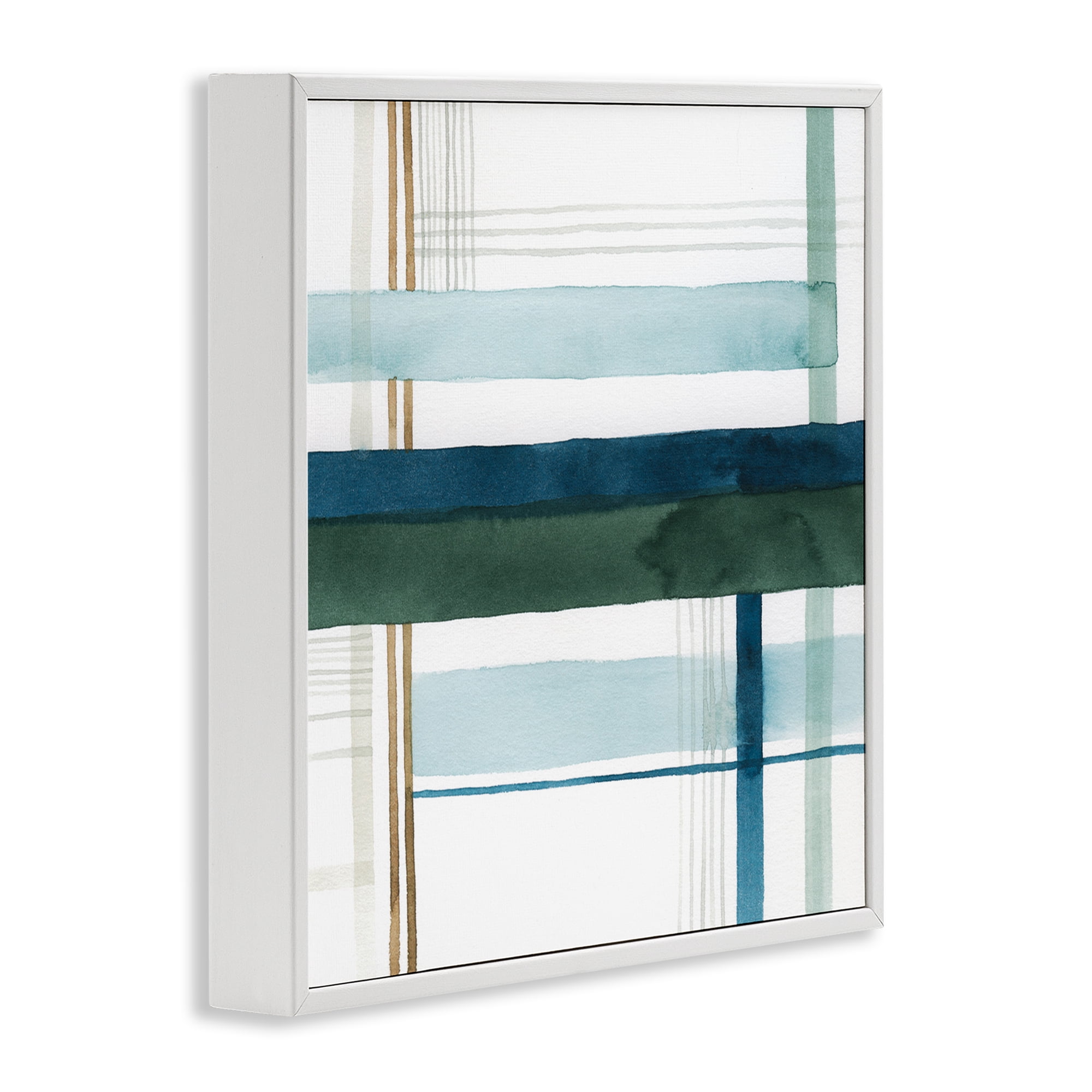 Stupell Industries Woven Green Hue Pattern Abstract Painting White Framed Art Print Wall Art, 12 x 12