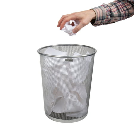 Mind Reader - Network Collection, Waste Paper Basket, 4.4 Gallon Capacity, Metal Mesh, 11.5"L x 11.5"W x 13.75"H - Silver