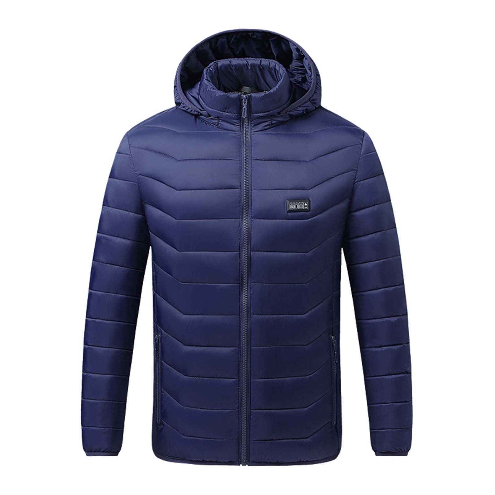 QATAINLAV Mens Womens Heated Jackets for Winter Outdoor Hunting 19 Zones Electric Heating Hooded Coat with Pocket Blue XXXL,