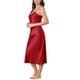thumbnail image 4 of INSPIRE CHIC Camisones de Satén para Mujeres con Cuello en V y Tirantes de Espagueti, Pijamas de Lounge, Vestido Largo de Seda XL Rojo, 4 of 5