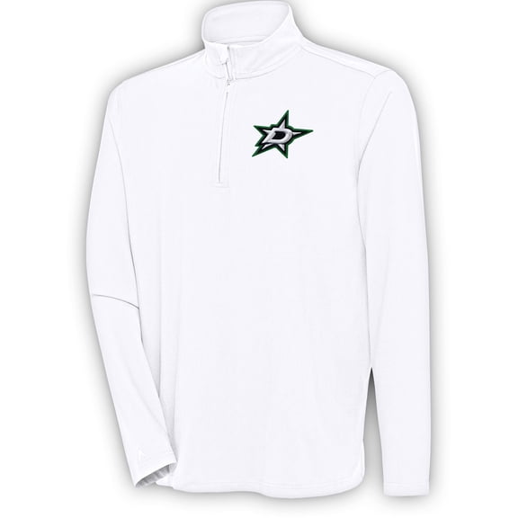 Men's Antigua  White Dallas Stars Hunk Quarter-Zip Pullover Top