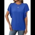 thumbnail image 1 of Camisas Formales Informales de Negocios para Mujer, Camisas de Verano, Mangas , Cuello Redondo, Mangas de Hoja de , Trajes 2025 Azul M, 1 of 9