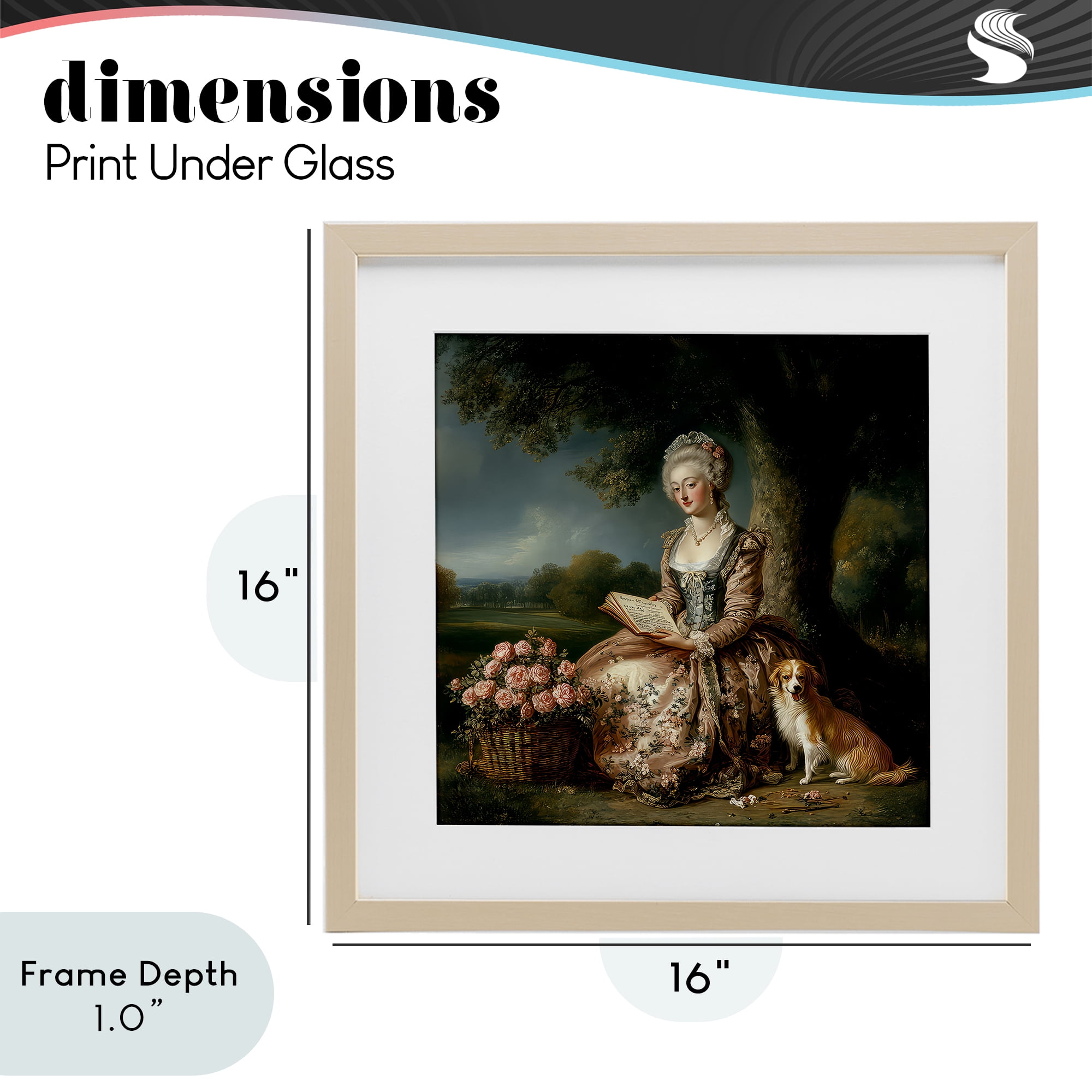 Stupell Industries Rococo Woman with Dog Birch Framed Print Under Glass, design by The Wands Want