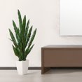 thumbnail image 5 of Green 43'' Tall Large Artificial Snake Plant with 9'' inches High White Taper Planter,Tall Faux Sansevieria Plant with 20 Leaves for Home Bedroom Living Room Bathroom Indoor Outdoor Decor, 5 of 7