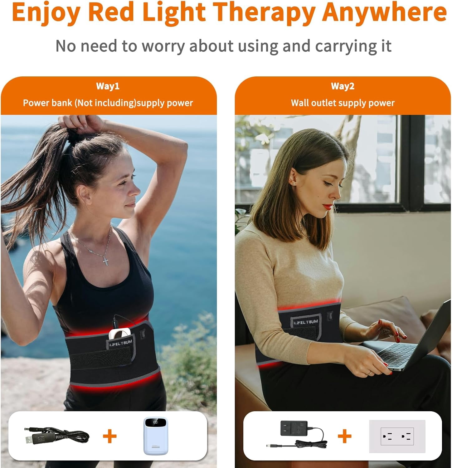 LIFELT8UM Red Light Therapy Belt for Body Promotes Relaxation, Red Light Wrap for Enhanced Muscle Recovery，360 LED Beads with 660nm Red Light & 850nm Light