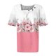 thumbnail image 3 of Fiudx Ofertas y Liquidaciones Camiseta Plisada de Manga Corta con Cuello Estampado para Mujer, 3 of 3