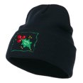 thumbnail image 2 of Christmas Mistletoe with Frame Embroidered Beanie - Navy OSFM, 2 of 5