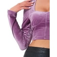 thumbnail image 5 of INSPIRAR CHIC Manga Fruncida para Crop Tops de Terciopelo con Escote Corazón para Mujeres Fiesta L Púrpura Claro, 5 of 5