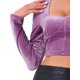 thumbnail image 5 of INSPIRAR CHIC Manga Fruncida para Crop Tops de Terciopelo con Escote Corazón para Mujeres Fiesta L Púrpura Claro, 5 of 5