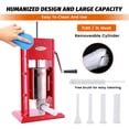 thumbnail image 5 of Hakka 7 Lb/3 L Vertical Sausage Stuffer, Stainless Steel 2-Speed Manual Meat Filler with 4 Stuffing Nozzle, 5 of 7