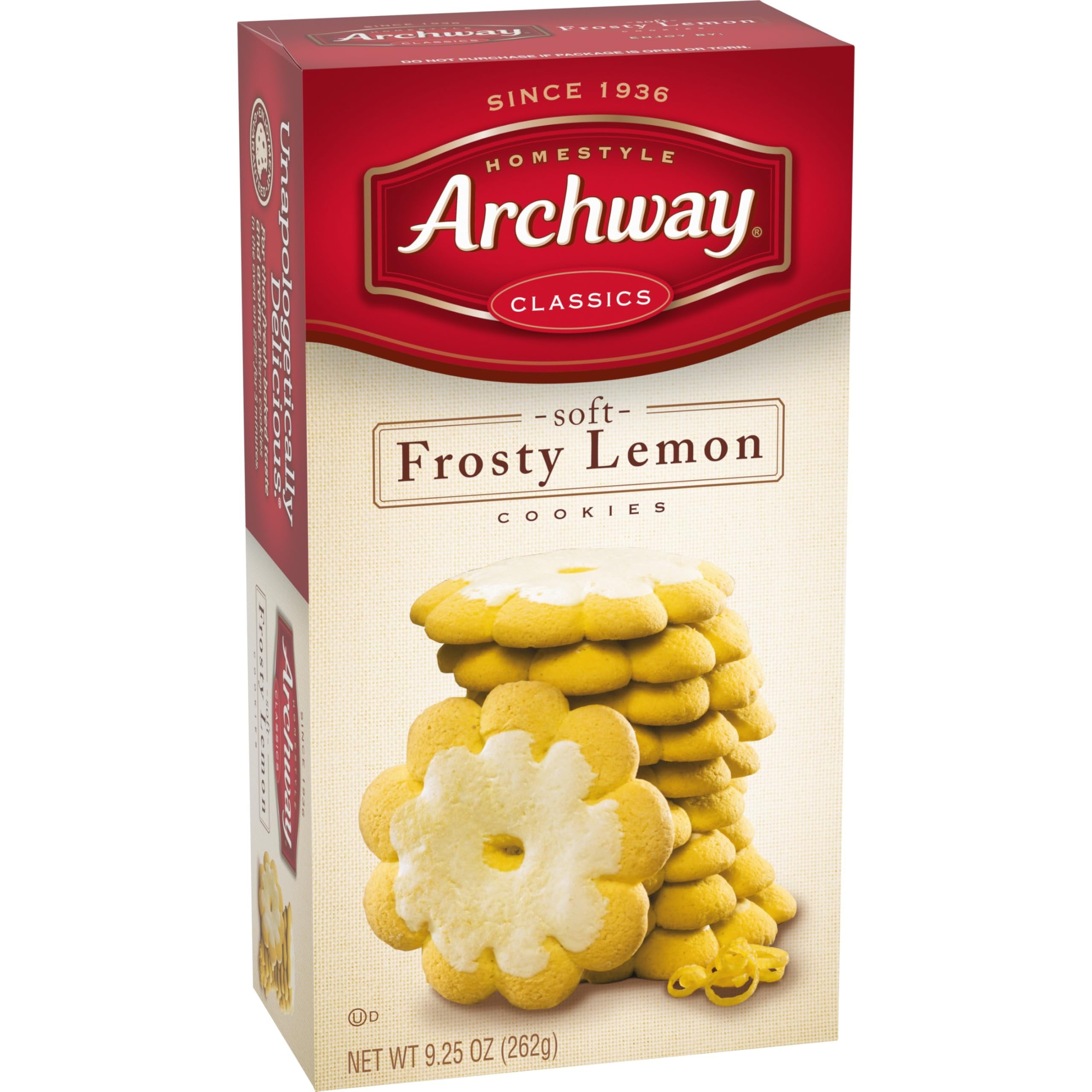 Archway Cookies, Soft Frosty Lemon Cookies, 9.25 Oz Pack of 9