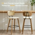 thumbnail image 5 of WOOW DEPOT 26" Counter Height Bar Stool Set of 2, w/ Rattan Mid Back Upholstered Modern PU Wooden Stool Barstool Chair for Kitchen Island Pub, 5 of 12