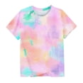 thumbnail image 5 of breaise Girls Tie Dye Short Sleeve Shirt Kids Summer Fashion Crewneck Tops Casual Tees 3-14 Years, 5 of 6
