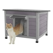 Aivituvin Cat House Waterproof Feral Kitty Shelter Outdoor Indoor Rabbit Hutch for Bunnies,Cats,Dogs and Other Small Animals,Asphalt Roof