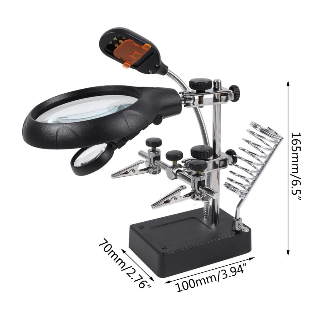 CEORPER Convenient USB Powered Helping Hands Magnifier Station Illuminated LED Alligators Clip Fit for Soldering Repair Modeling