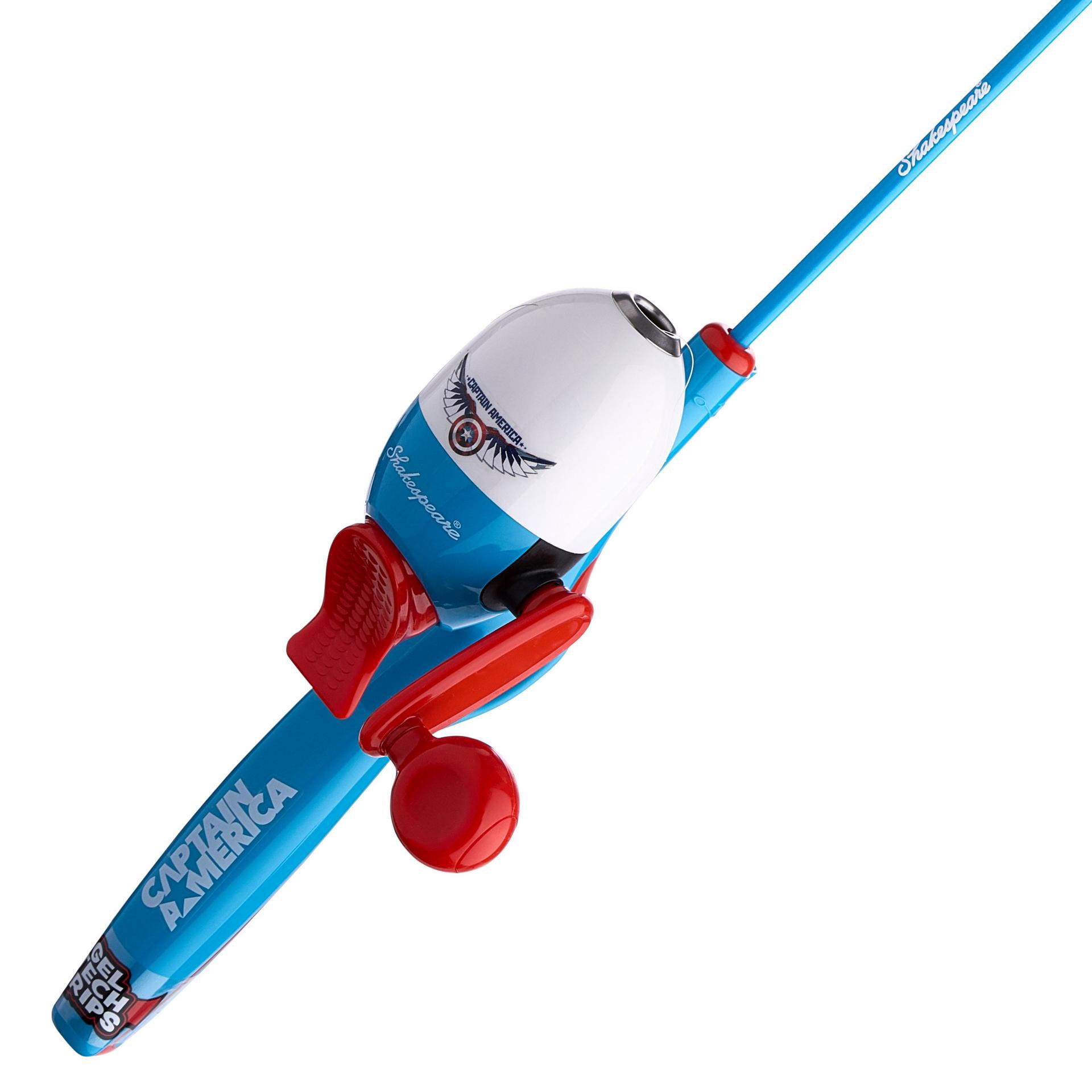 Shakespeare Marvel Captain America Beginner Kit 2'6" Spincast Combo for Kids