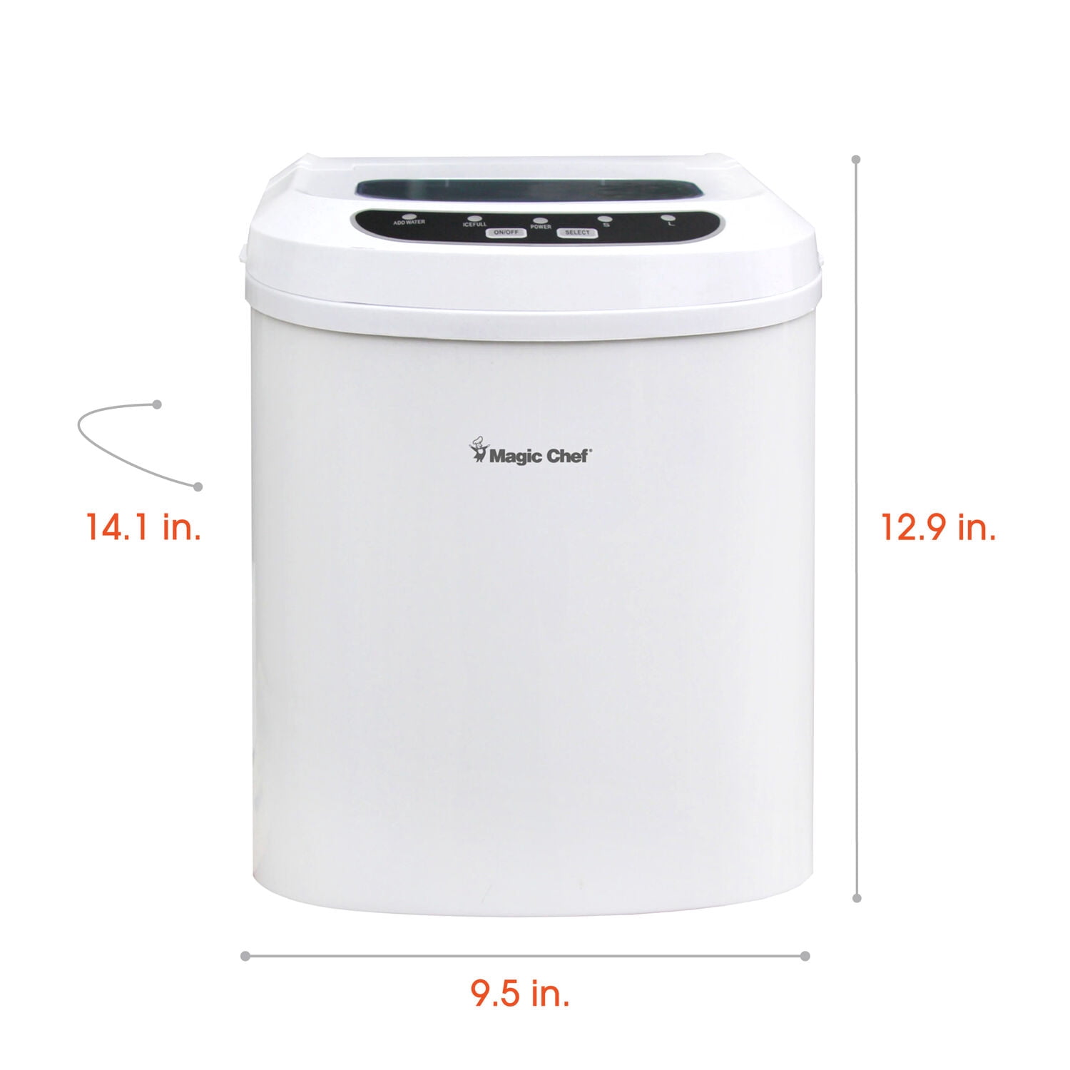 Magic Chef 27 lb. Capacity Portable Countertop Ice Maker, White and Makes Bullet Ice