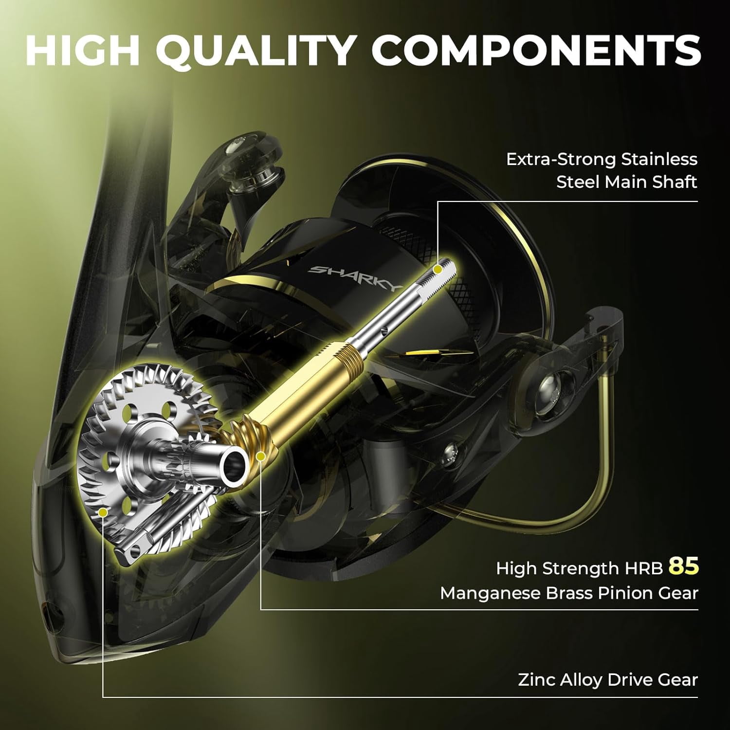 KastKing Spinning Reel –6.2:1 Gear Ratios, Carbon Fiber Drag 33–39.5LB, 10+1 - SharkyX-Gold-3000
