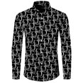 thumbnail image 3 of Camisas de moda para hombre, divertidas camisetas con estampado de letras, solapa con botones, cárdigan informal de manga corta y larga, ropa de calle de hip hop, camisa, 3 of 5