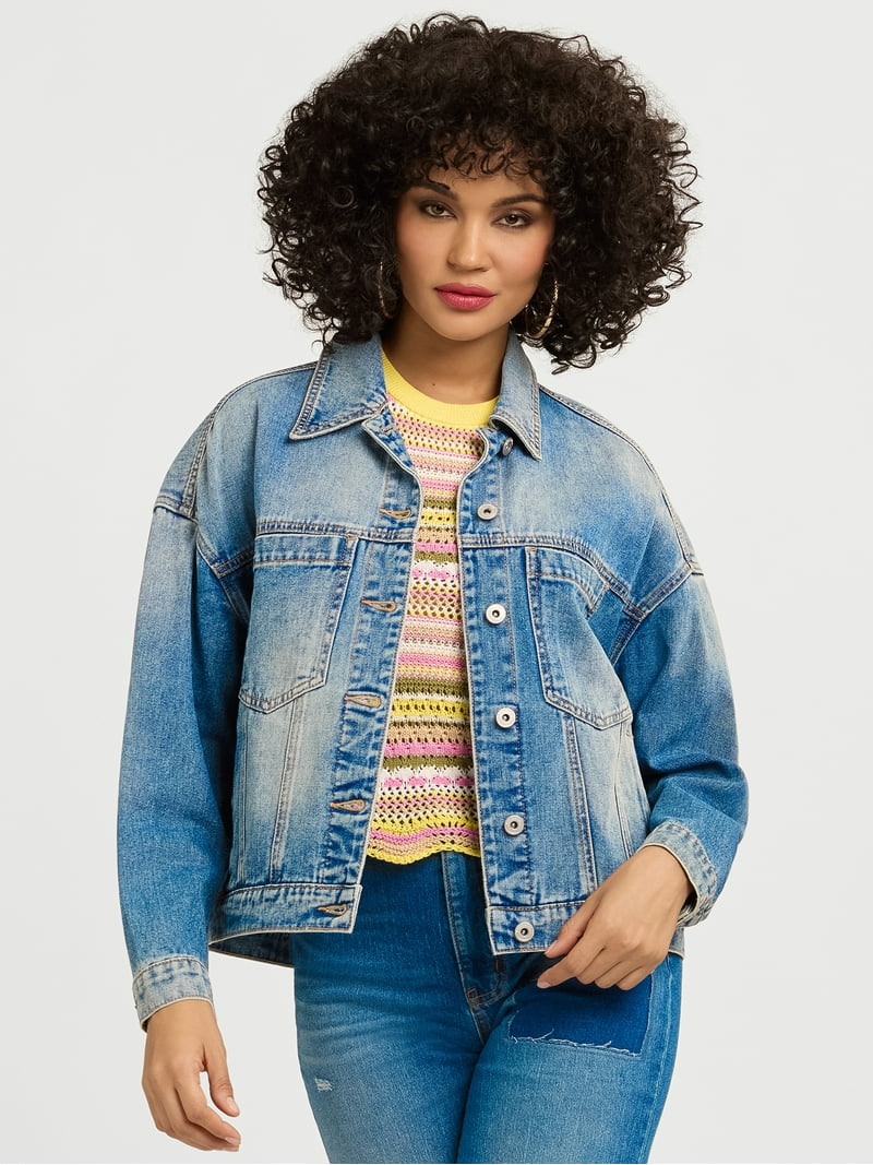 Jessica Simpson Women's Swing Denim Jacket with Back Pleat, Sizes