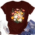 thumbnail image 2 of NAMTYQX Plus Size Summer Tops Cool mit Print Basic Plus Size Short Sleeve Baggy Pattern Scoop Neck Lightweight Womens T Shirts Wine Size S, 2 of 4
