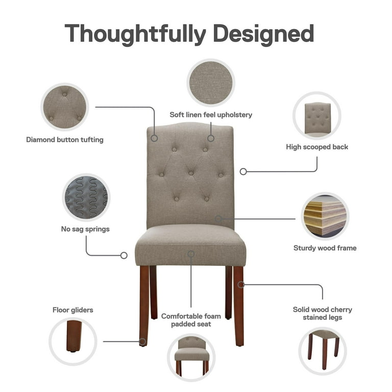 Better Homes and Gardens Parsons Tufted Dining Chair Taupe