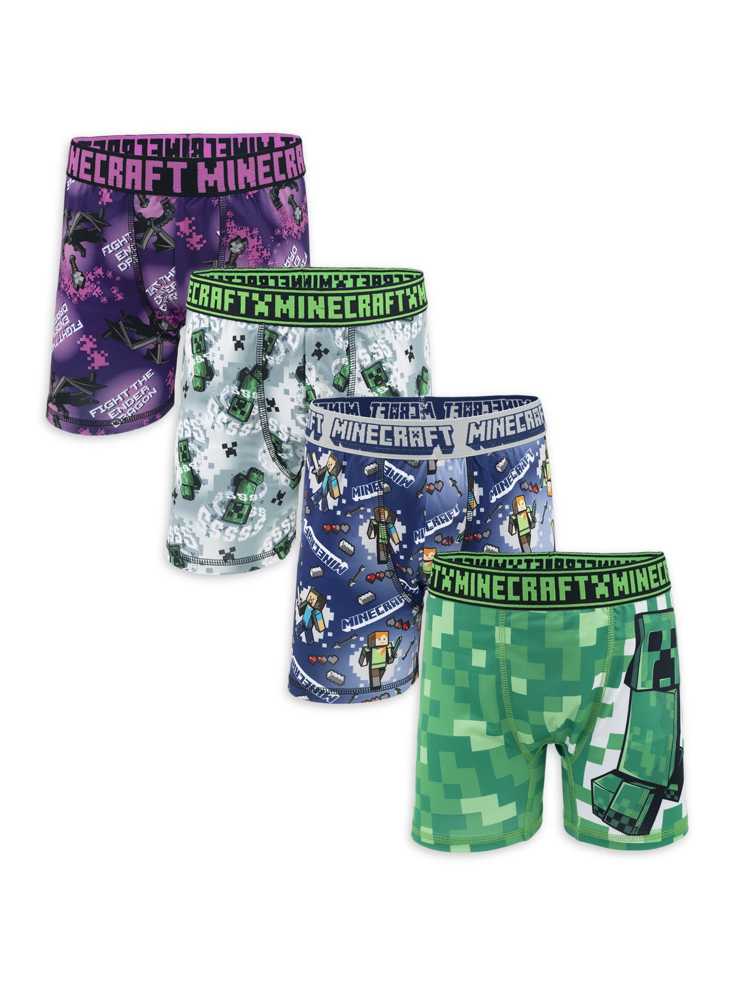 sarcia.eu 2 x Minecraft Grey/Black Trunk Fit Boxers Underwear for Boys 