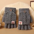 thumbnail image 2 of Fridja Children Kids Winter Warm Knitted Convertible Flip Top Fingerless Mittens Gloves 3-6 Years Old, 2 of 6